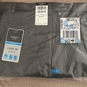 Haggar Cool 18 Classic Fit Pleated Trousers in Dark Gray